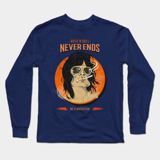 Rock n Roll Never Ends / Retro Design / Vintage / Rock & Roll Long Sleeve T-Shirt